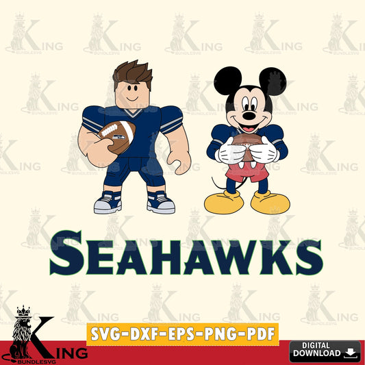 Seattle Seahawks Roblox & Mickey Football SVG file , Cricut, NFL  File cut , Digital Download , PDF File