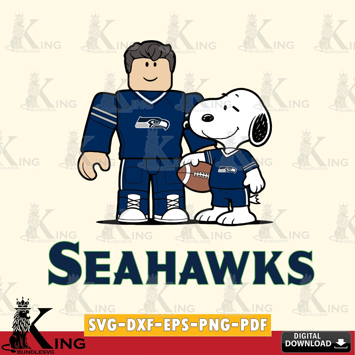 Seattle Seahawks Roblox & Snoopy Football SVG file , Cricut, NFL  File cut , Digital Download , PDF File