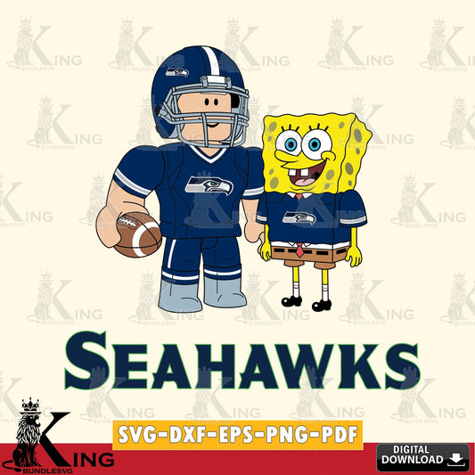 Seattle Seahawks Roblox & Spongebob Football SVG file , Cricut, NFL  File cut , Digital Download , PDF File