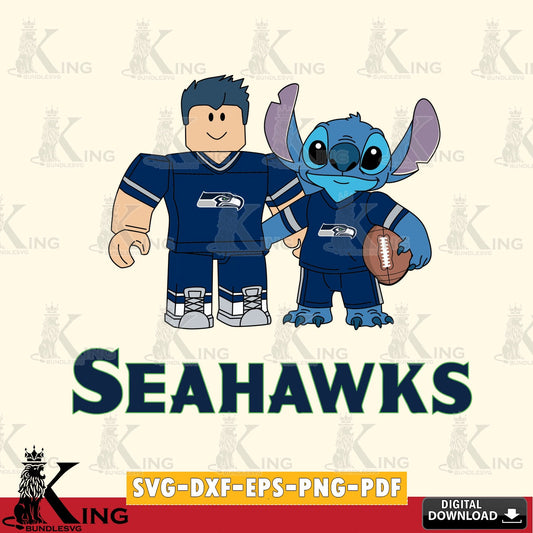 Seattle Seahawks Roblox & Stitch Football SVG file , Cricut, NFL  File cut , Digital Download , PDF File