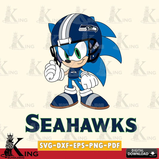 Digital clipart of Seattle Seahawks Sonic Football Mascot printable vector design for sublimation and crafts