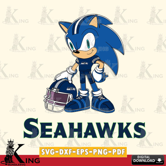 Stylish representation of a Seattle Seahawks Sonic Player Football cut file ideal for vinyl projects and T-shirt printing