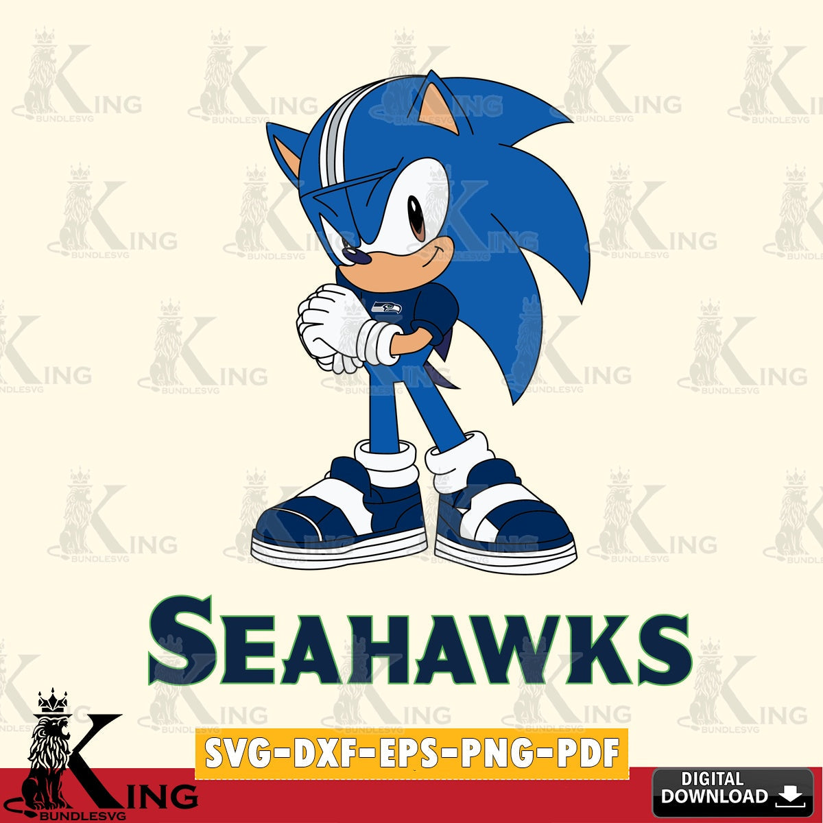 Artistic drawing of a cute Seattle Seahawks Sonic football vector art for engraving, cutting, and printing