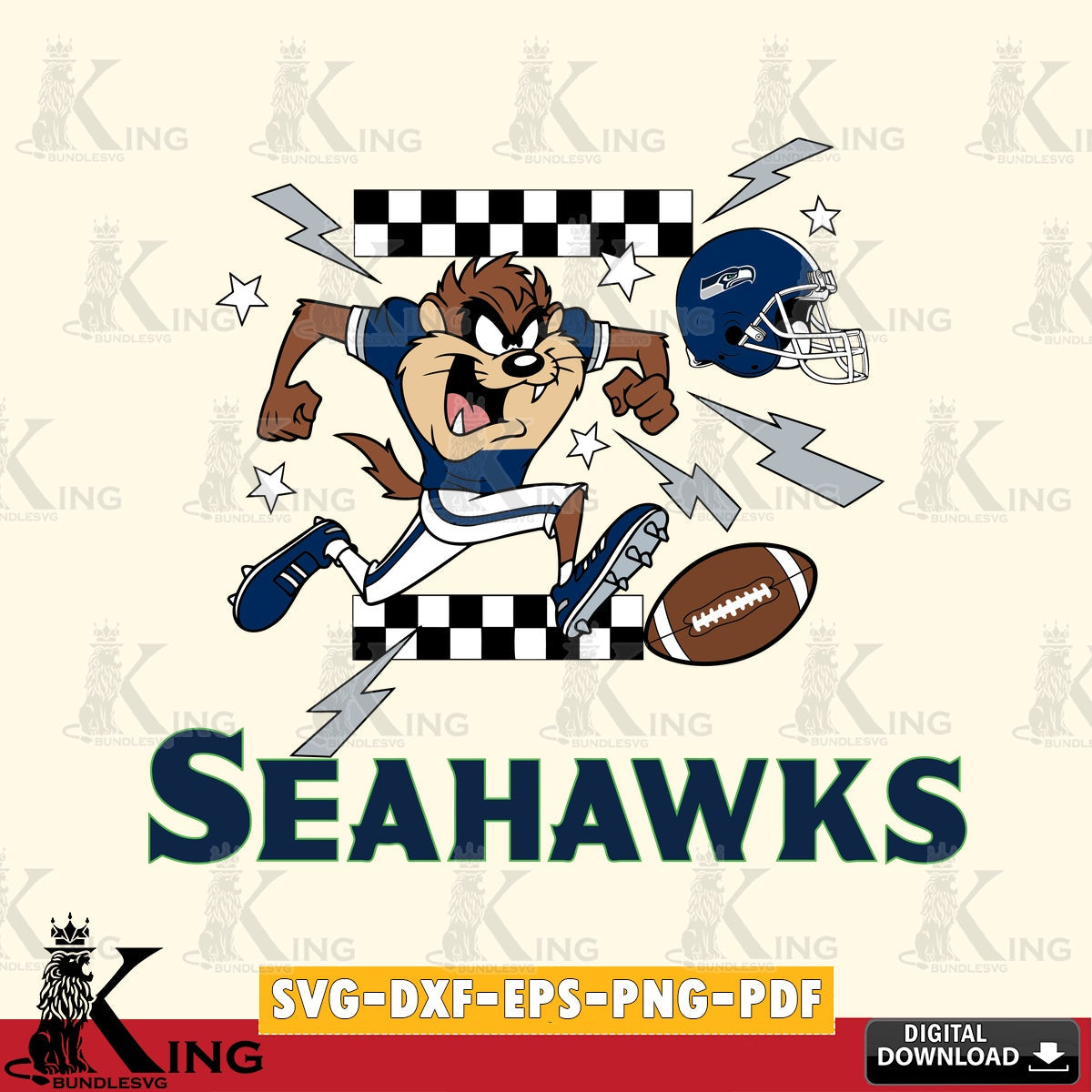 Seattle Seahawks Taz Football Lightning Cut file  , Digital Download , Instant Download, Looney Tunes svg, Football svg