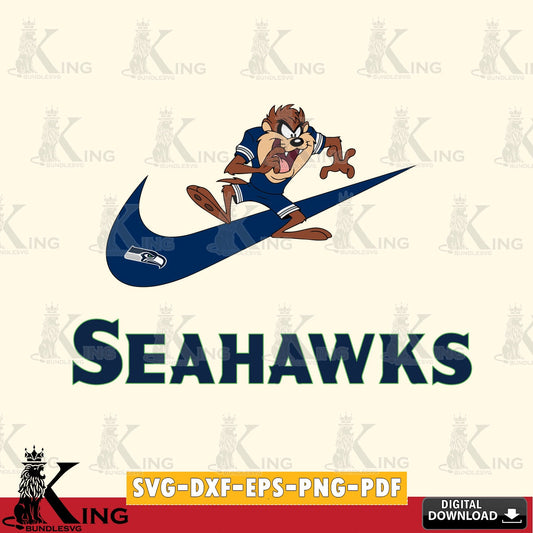 Seattle Seahawks Taz Football Nike Cut file  , Digital Download , Instant Download, Looney Tunes svg, Football svg