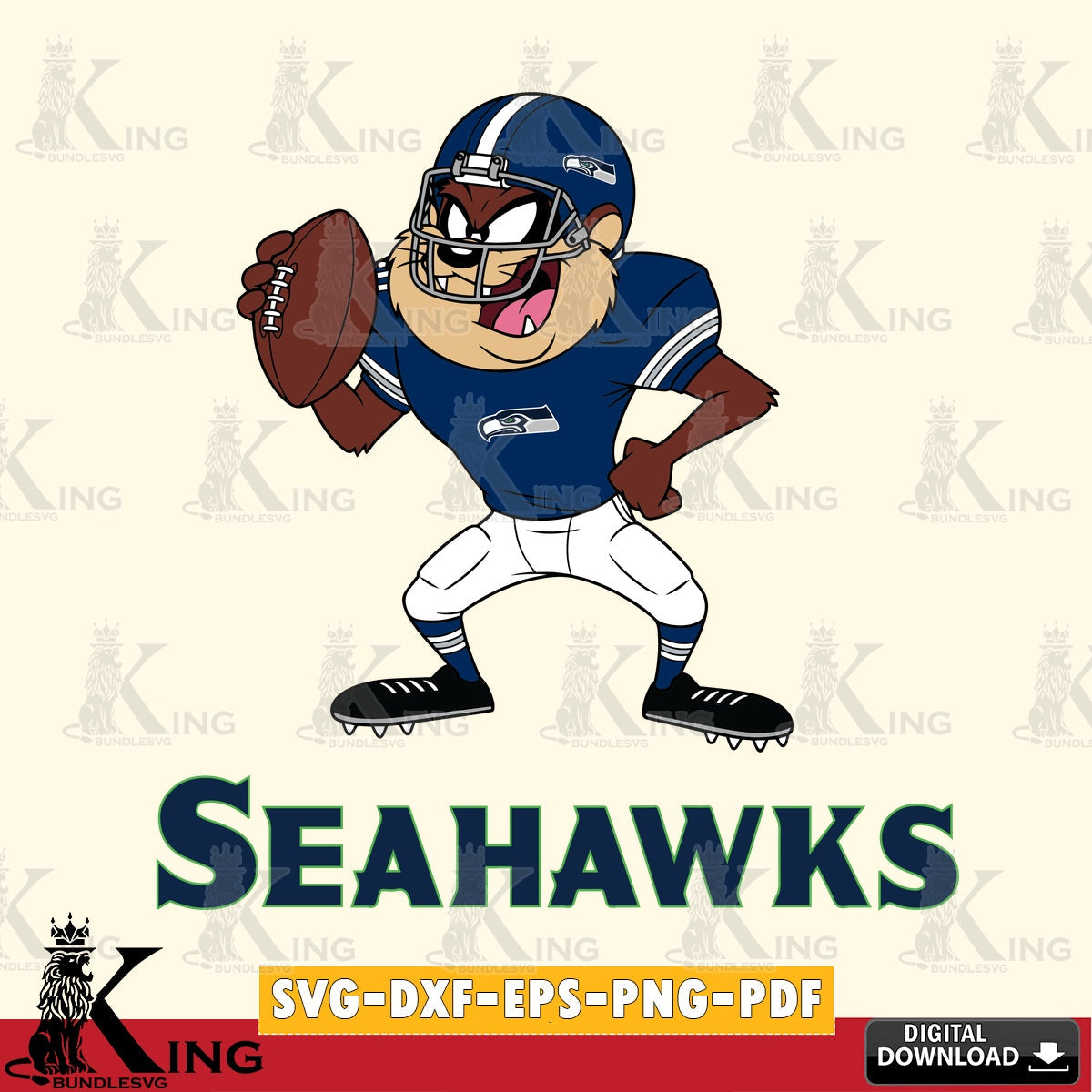 Seattle Seahawks Taz Football Player Cut file  , Digital Download , Instant Download, Looney Tunes svg, Football svg