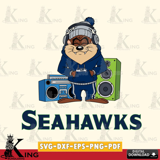 Seattle Seahawks Taz Hip Hop Cut file  , Digital Download , Instant Download, Looney Tunes svg, Football svg
