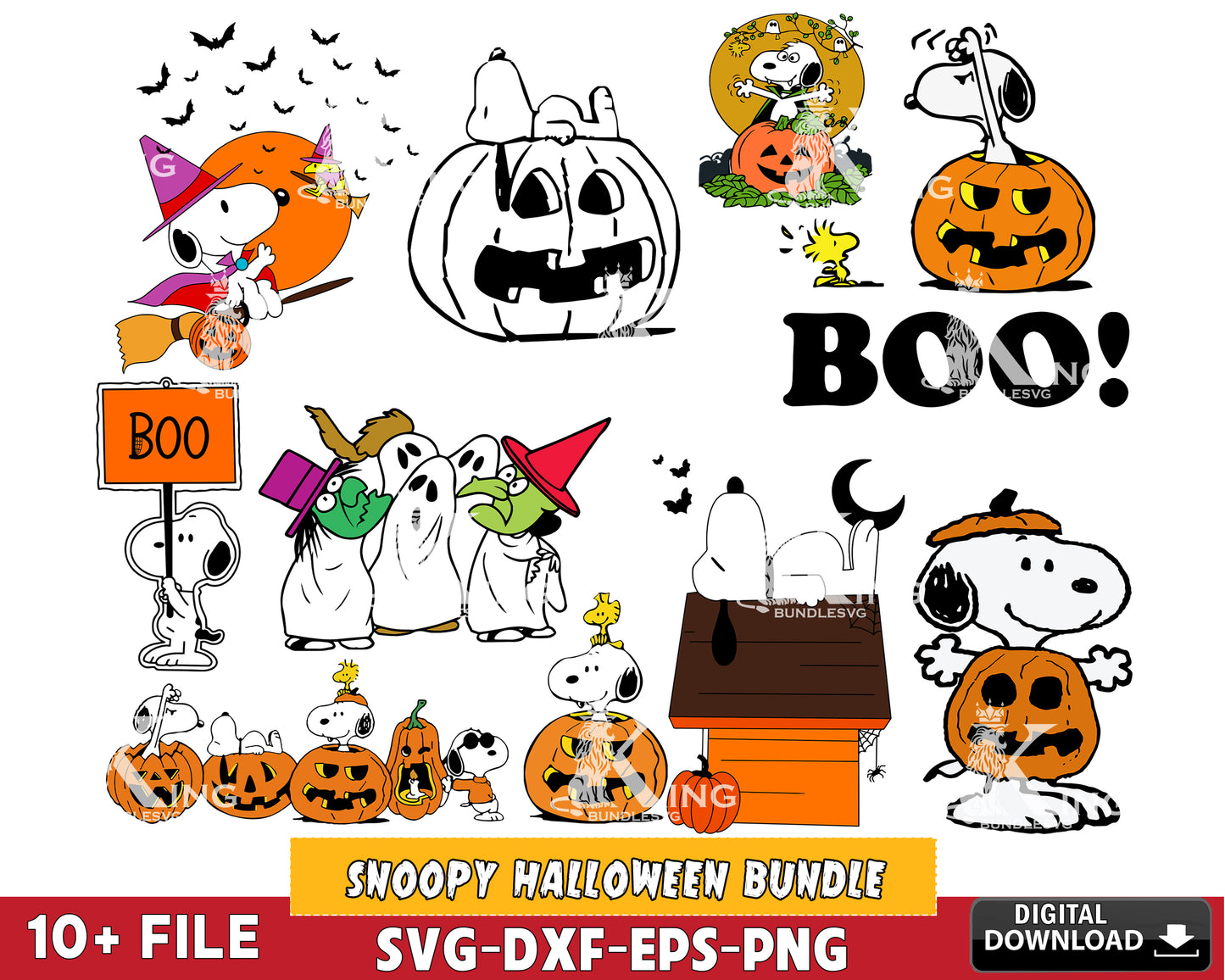 Snoopy Boo Sign Halloween bundle svg , Peanuts halloween SVG DXF EPS PNG , for Cricut, Silhouette, Digital download ,Instant Download