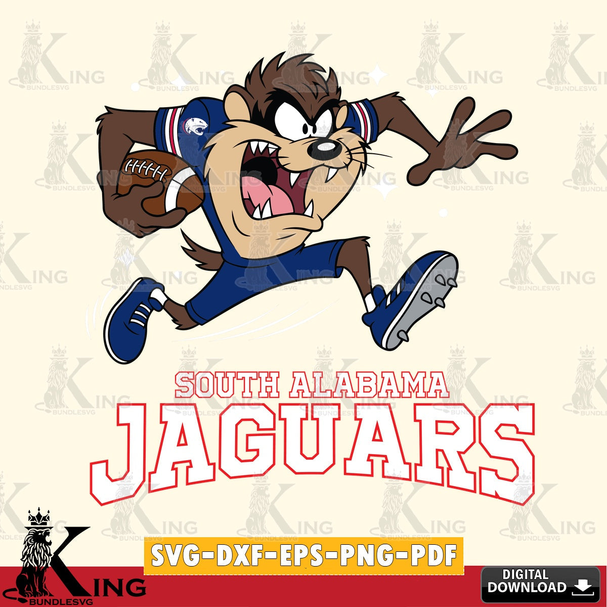 South Alabama Jaguars Angry Taz Football SVG file, Cut file  , Digital Download , Instant Download, Taz svg, NCAA svg