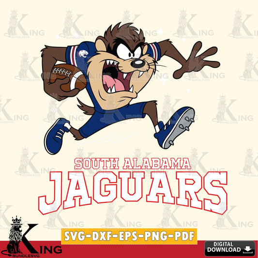 South Alabama Jaguars Angry Taz Football SVG file, Cut file  , Digital Download , Instant Download, Taz svg, NCAA svg