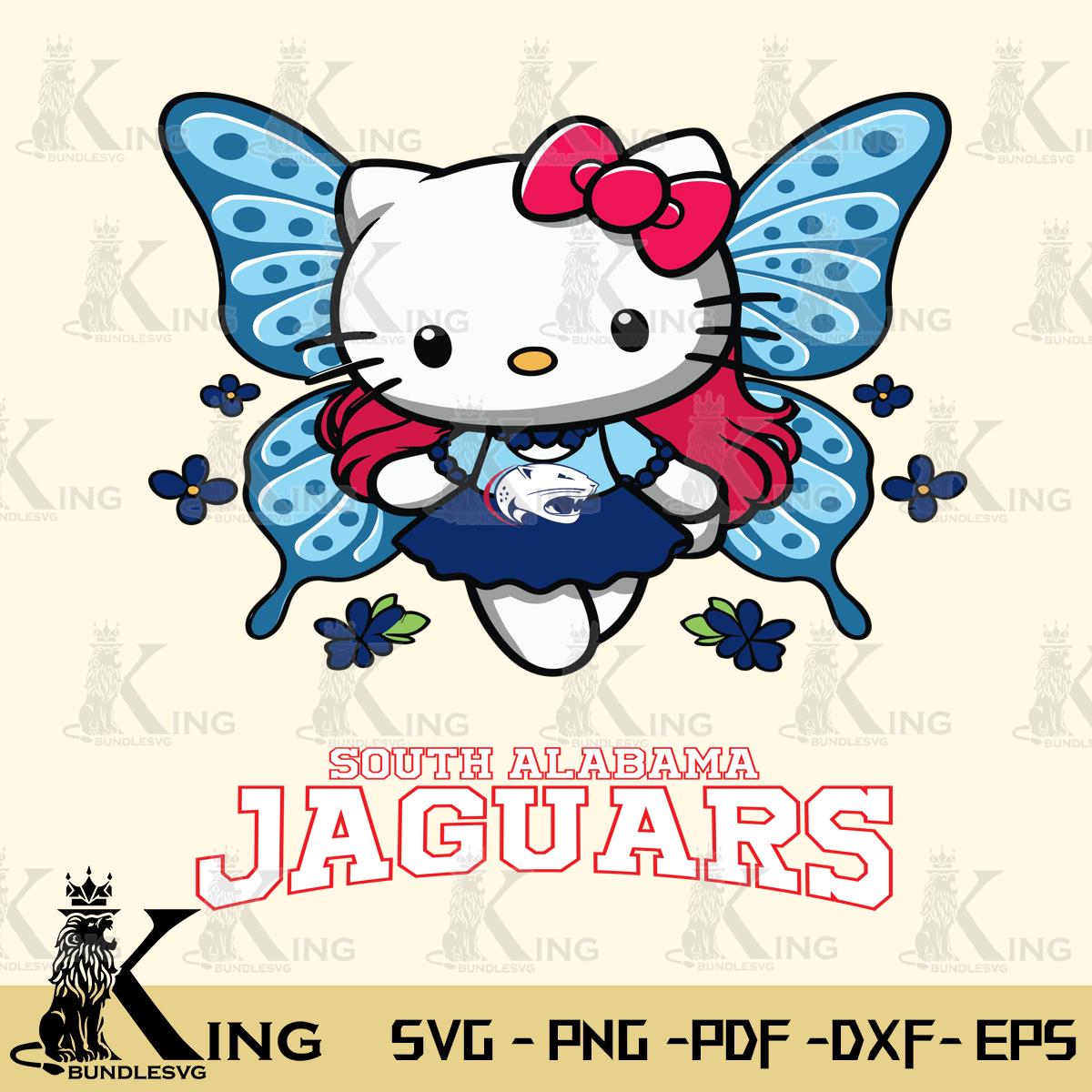 South Alabama Jaguars Butterfly Kitty Charm Svg Eps Dxf Png File, Digital Download