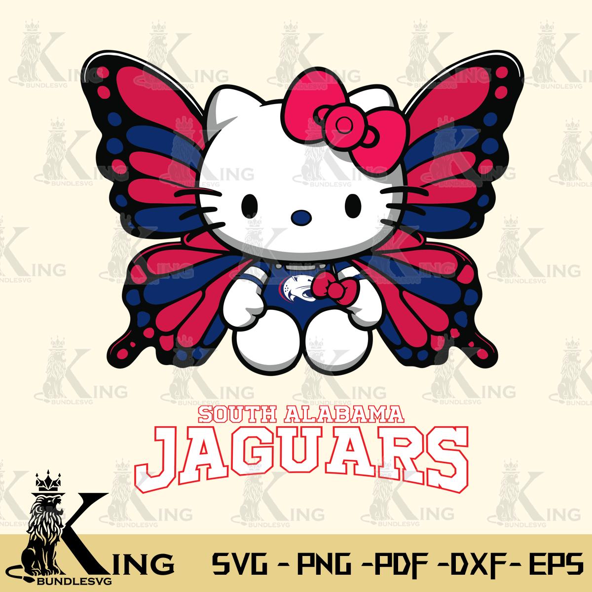 South Alabama Jaguars Butterfly Kitty Delight Svg Eps Dxf Png File, Digital Download