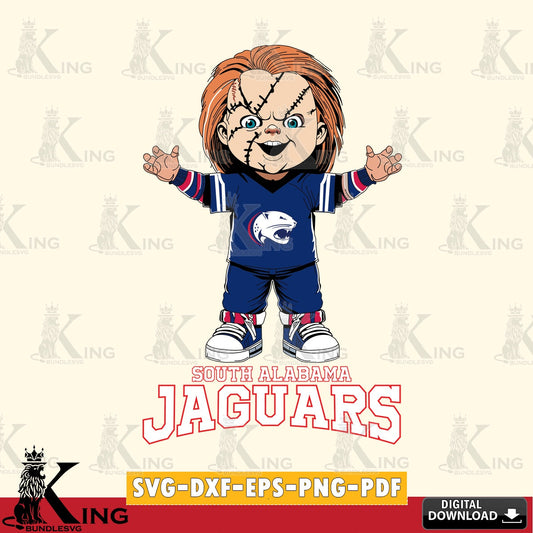 Digital clipart of South Alabama Jaguars Chucky Football, NCAA, PNG clipart for sublimation printing and graphic design