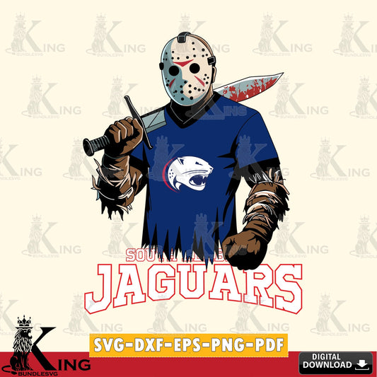 High-quality graphic of South Alabama Jaguars Jason Voorhees Football, a digital clipart compatible with laser engraving and
