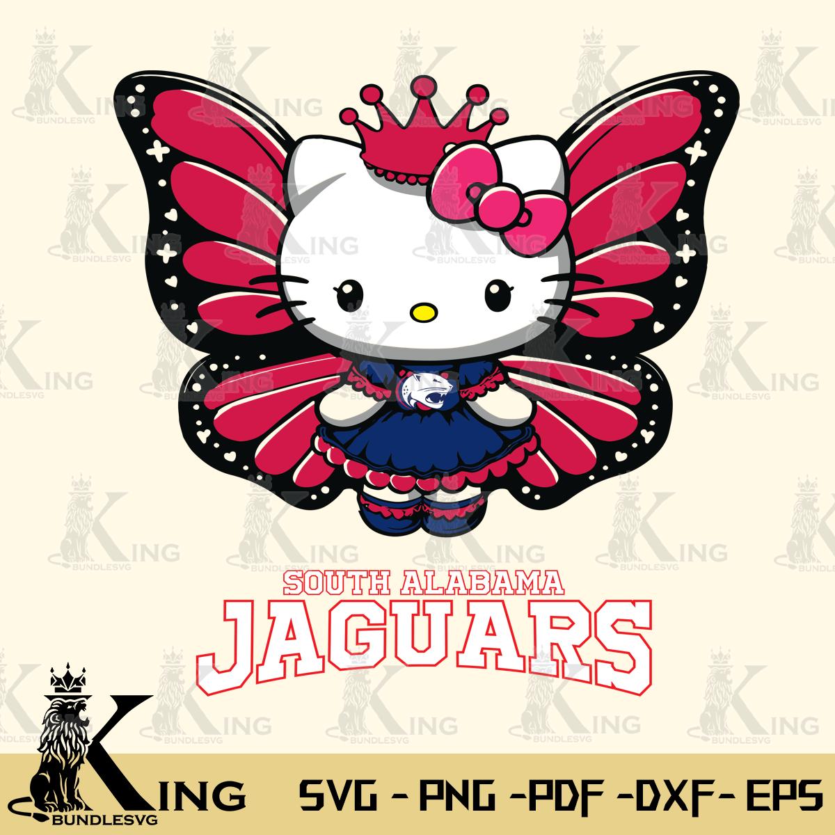 South Alabama Jaguars Kitty Wings & Flowers Svg Eps Dxf Png File, Digital Download