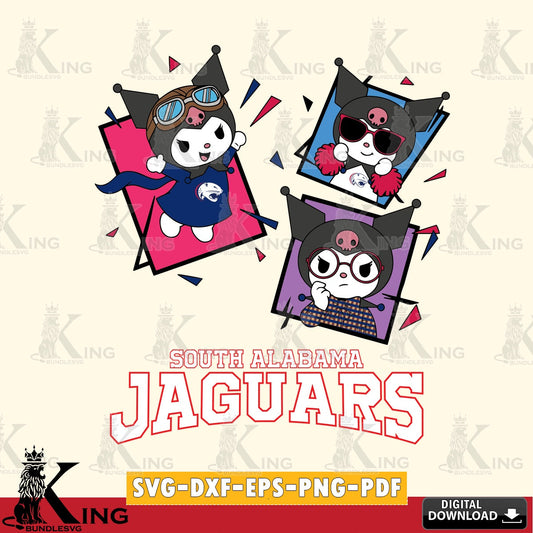 South Alabama Jaguars Kuromi Action Football SVG file, Cricut, Cut file  , Digital Download , Instant Download, Sanrio svg, Clipart