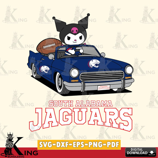 South Alabama Jaguars Kuromi Car Football Game SVG file, Cricut, Cut file  , Digital Download , Instant Download, Sanrio svg, Clipart
