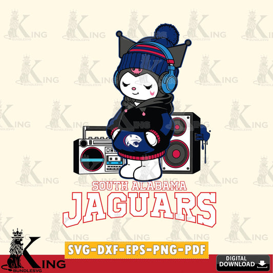 South Alabama Jaguars Kuromi Football Music SVG file, Cricut, Cut file  , Digital Download , Instant Download, Sanrio svg, Clipart