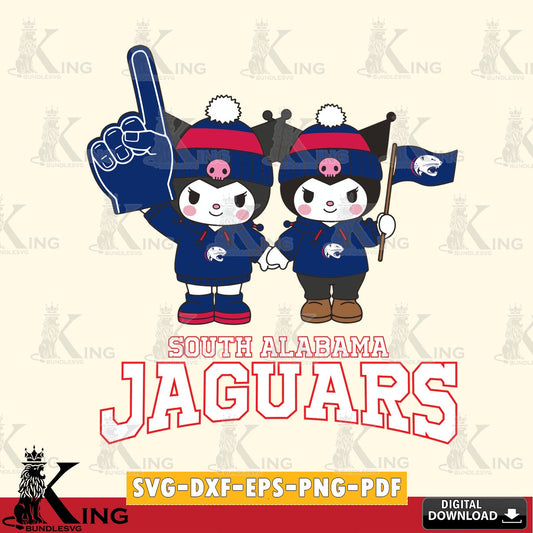 South Alabama Jaguars Kuromi rugby Fan SVG file, Cricut, Cut file  , Digital Download , Instant Download, Sanrio svg, Clipart