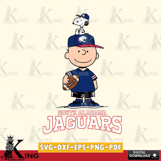 South Alabama Jaguars Peanuts Football Rugby SVG, Cricut, Cut file  , Digital Download , Instant Download, Peanuts svg, NCAA svg, Football svg, Sport svg