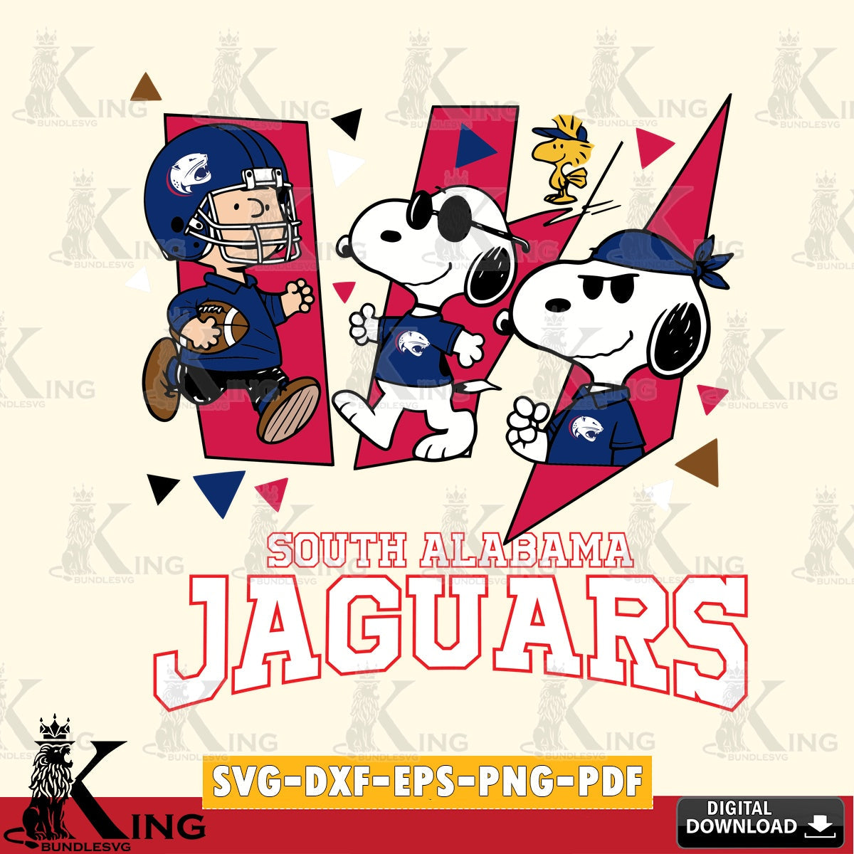 South Alabama Jaguars Peanuts Joe Cool SVG, Cricut, Cut file  , Digital Download , Instant Download, Peanuts svg, NCAA svg, Football svg, Sport svg