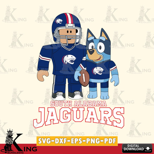 South Alabama Jaguars Roblox & Bluey Football SVG file , NCAA Cricut,  File cut , Digital Download , PDF File