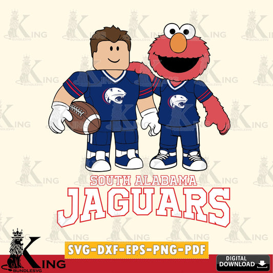 South Alabama Jaguars Roblox & Elmo Football SVG file , NCAA Cricut,  File cut , Digital Download , PDF File