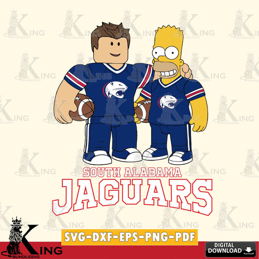South Alabama Jaguars Roblox & Homer Simpson Football SVG file , NCAA Cricut,  File cut , Digital Download , PDF File