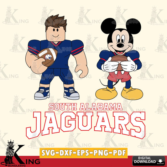 South Alabama Jaguars Roblox & Mickey Football SVG file , NCAA Cricut,  File cut , Digital Download , PDF File