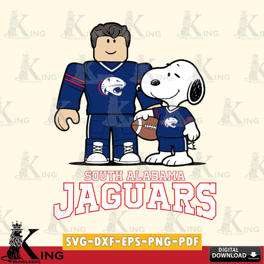 South Alabama Jaguars Roblox & Snoopy Football SVG file , NCAA Cricut,  File cut , Digital Download , PDF File