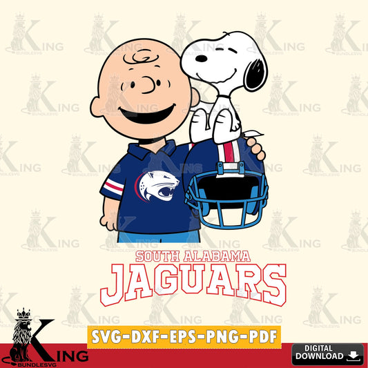 South Alabama Jaguars Snoopy On Helmet SVG, Cricut, Cut file  , Digital Download , Instant Download, Peanuts svg, NCAA svg, Football svg, Sport svg