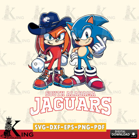 South Alabama Jaguars Sonic & Knuckles Football Mascot SVG file, Vector , Digital Download , PDF File , Instant Download