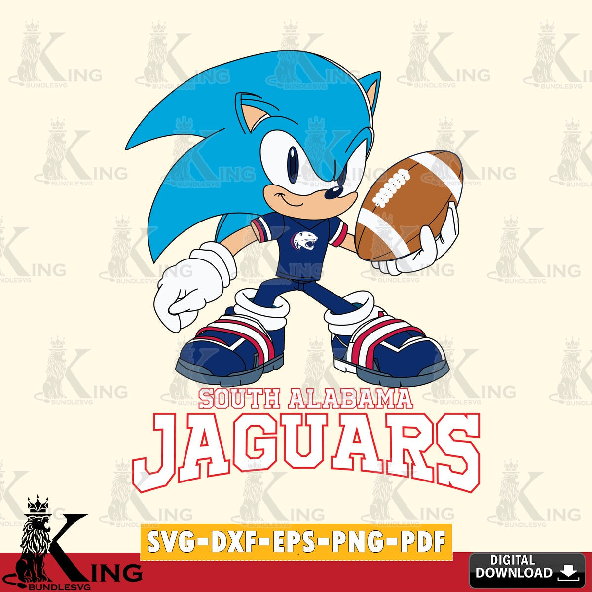 South Alabama Jaguars Sonic Rugby SVG file, Vector , Digital Download , PDF File , Instant Download