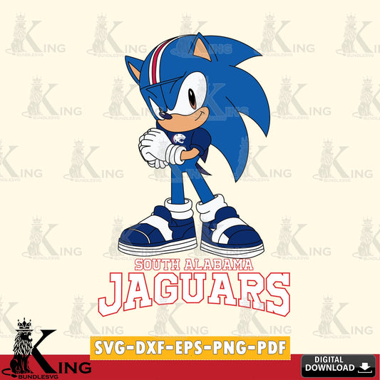South Alabama Jaguars Sonic cute Football SVG file, Vector , Digital Download , PDF File , Instant Download