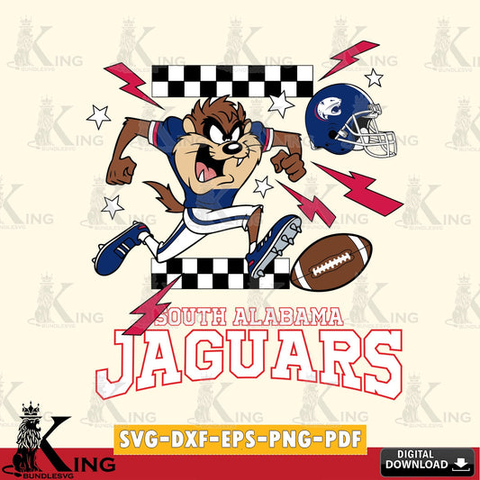 South Alabama Jaguars Taz Football Lightning SVG file, Cut file  , Digital Download , Instant Download, Taz svg, NCAA svg