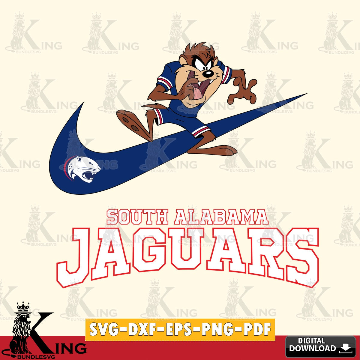 South Alabama Jaguars Taz Football Nike SVG file, Cut file  , Digital Download , Instant Download, Taz svg, NCAA svg