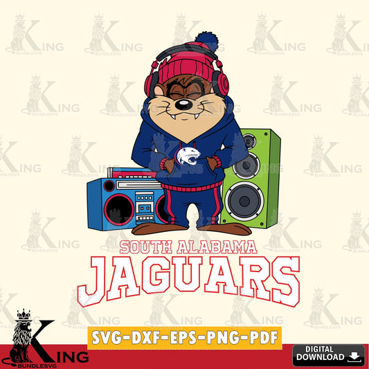 South Alabama Jaguars Taz Hip Hop SVG file, Cut file  , Digital Download , Instant Download, Taz svg, NCAA svg