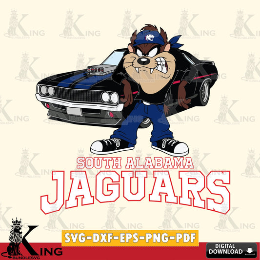 South Alabama Jaguars Taz Racing Car SVG file, Cut file  , Digital Download , Instant Download, Taz svg, NCAA svg