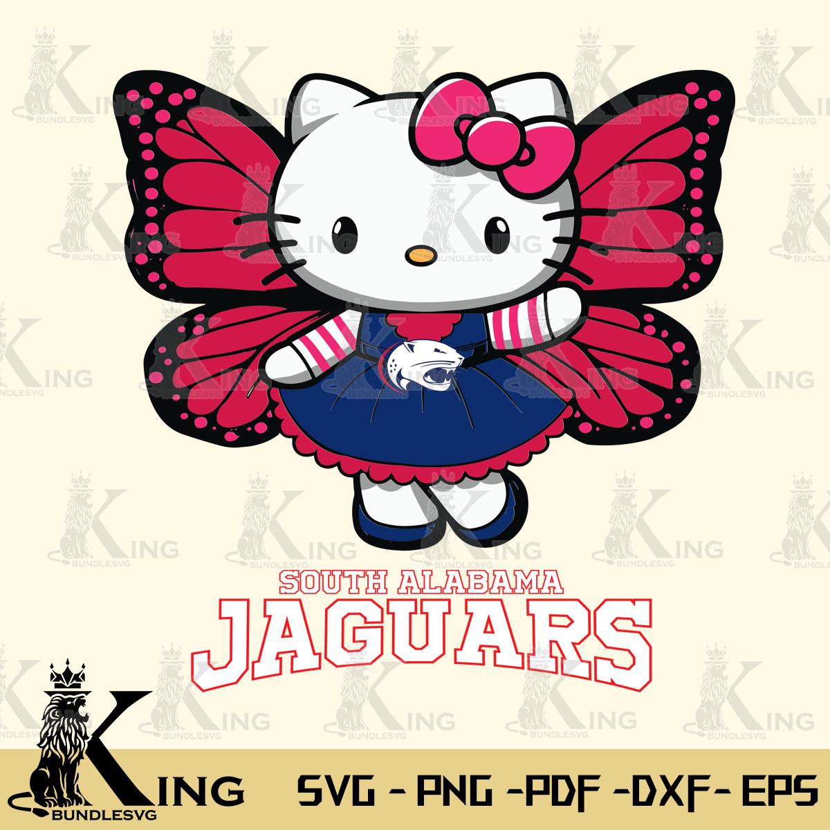 South Alabama Jaguars Whimsical Kitty Wings Svg Eps Dxf Png File, Digital Download