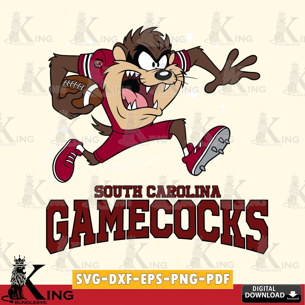 South Carolina Gamecocks Angry Taz Football SVG file, Cut file  , Digital Download , Instant Download, Taz svg, NCAA svg