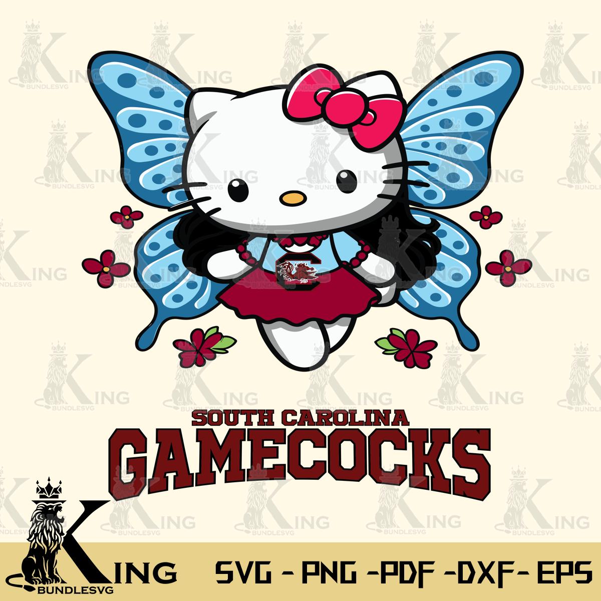 South Carolina Gamecocks Butterfly Kitty Charm Svg Eps Dxf Png File, Digital Download