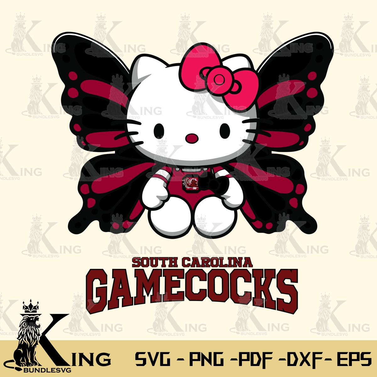 South Carolina Gamecocks Butterfly Kitty Delight Svg Eps Dxf Png File, Digital Download