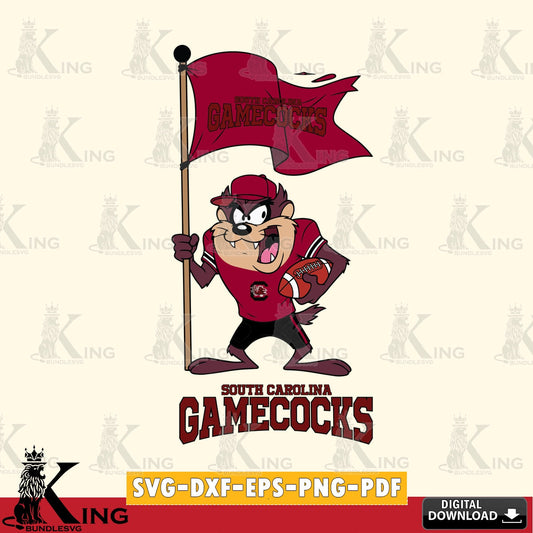 South Carolina Gamecocks Football Taz Flag Art SVG file, Cut file  , Digital Download , Instant Download, Taz svg, NCAA svg