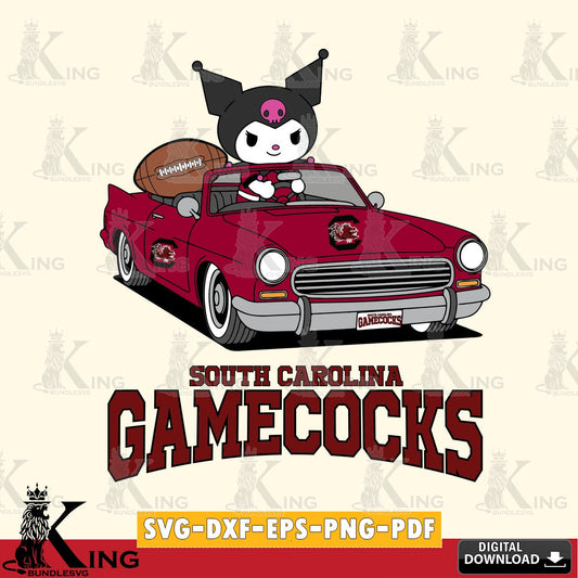 South Carolina Gamecocks Kuromi Car Football Game SVG file, Cricut, Cut file  , Digital Download , Instant Download, Sanrio svg, Clipart