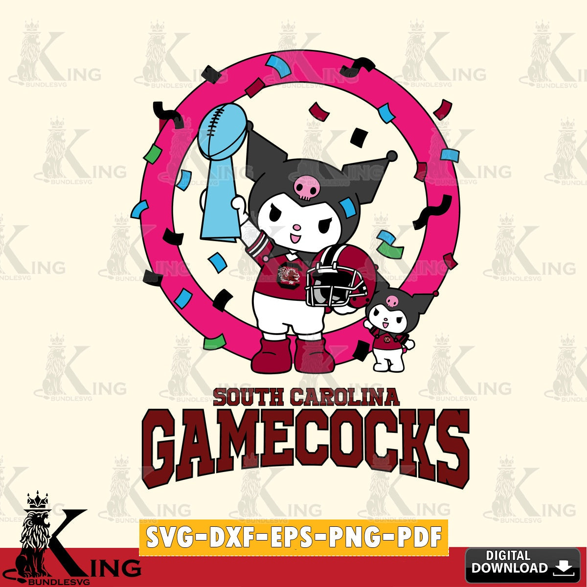 South Carolina Gamecocks Kuromi Football Champion SVG file, Cricut, Cut file  , Digital Download , Instant Download, Sanrio svg, Clipart