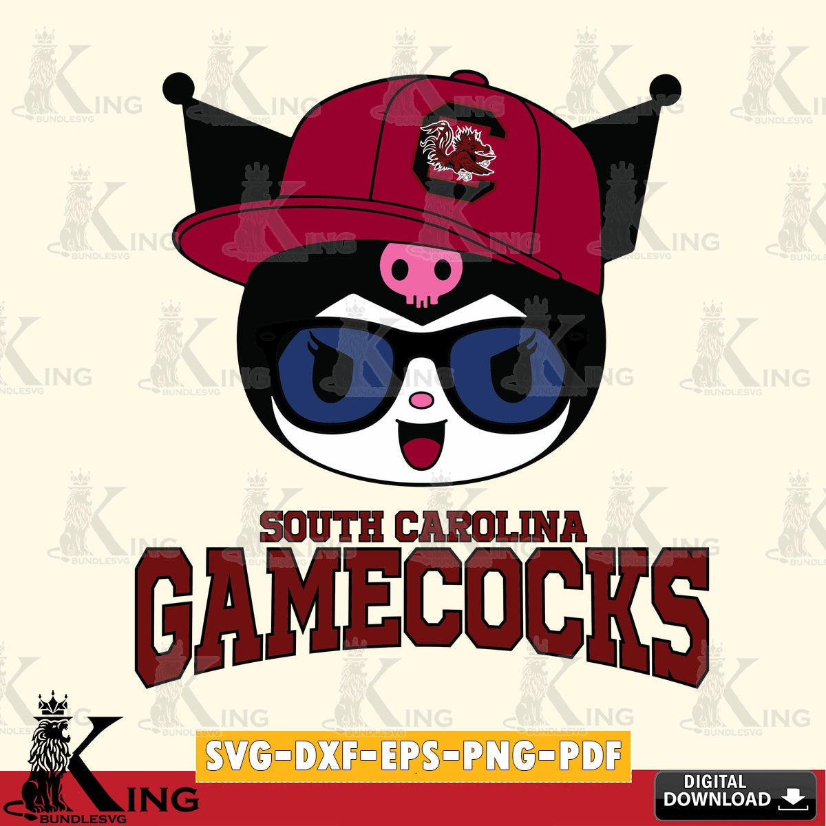 South Carolina Gamecocks Kuromi Football Cool SVG file, Cricut, Cut file  , Digital Download , Instant Download, Sanrio svg, Clipart