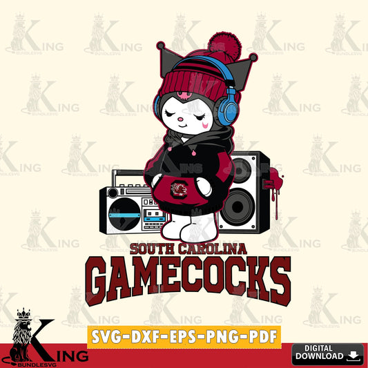 South Carolina Gamecocks Kuromi Football Music SVG file, Cricut, Cut file  , Digital Download , Instant Download, Sanrio svg, Clipart