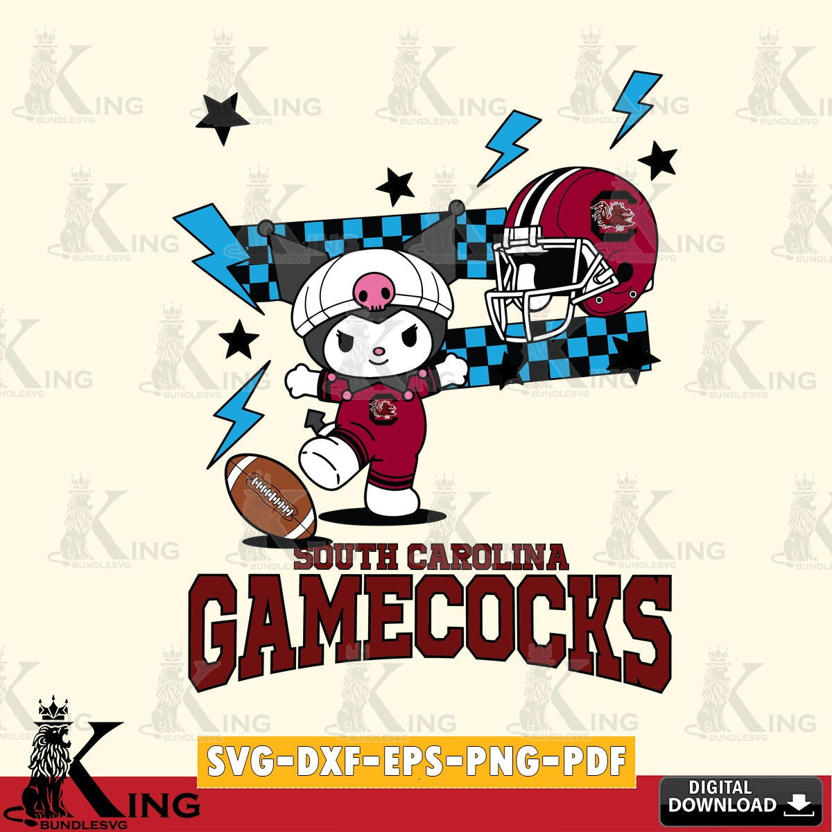 South Carolina Gamecocks Kuromi Game Day SVG file, Cricut, Cut file  , Digital Download , Instant Download, Sanrio svg, Clipart