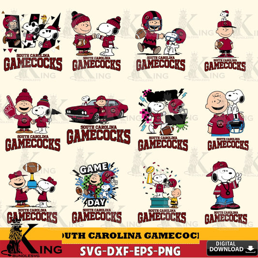 South Carolina Gamecocks Peanuts Football NCAA Bundle SVG, Cricut, Cut file  , Digital Download , Instant Download, Peanuts svg, NCAA svg, Football svg, Sport svg