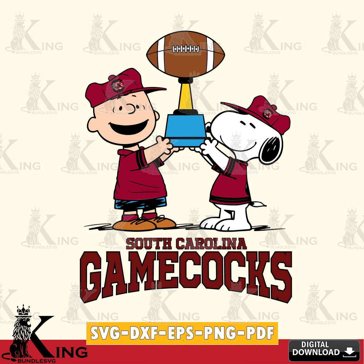 South Carolina Gamecocks Peanuts Football Trophy SVG, Cricut, Cut file  , Digital Download , Instant Download, Peanuts svg, NCAA svg, Football svg, Sport svg
